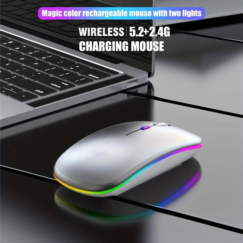 Wireless Mouse Rechargeable Silent LED Backlit Mice PC Laptop Computer Mous BT 2.4GHz Receiver Bluetooth Dual Mode Optical Mice