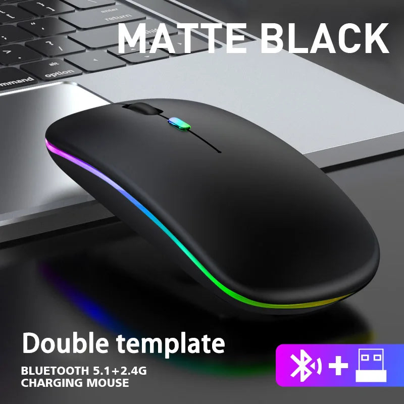 Wireless Mouse Rechargeable Silent LED Backlit Mice PC Laptop Computer Mous BT 2.4GHz Receiver Bluetooth Dual Mode Optical Mice