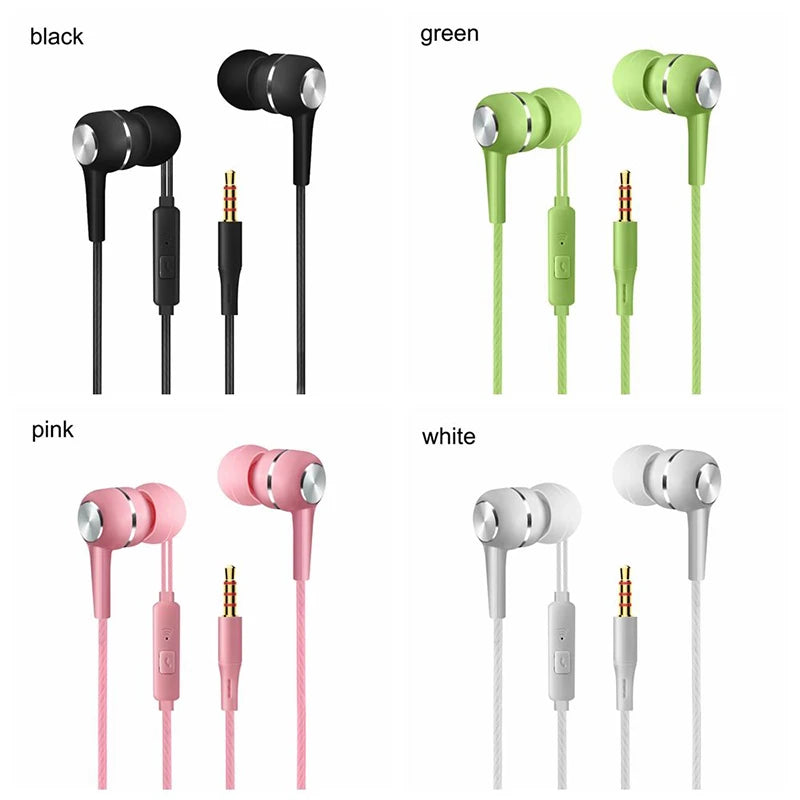 Wired Headphones 3.5mm In-Ear Sport Earbuds Bass Mobile Phone Earphone Stereo Headset with Mic Volume Control Music Earphones