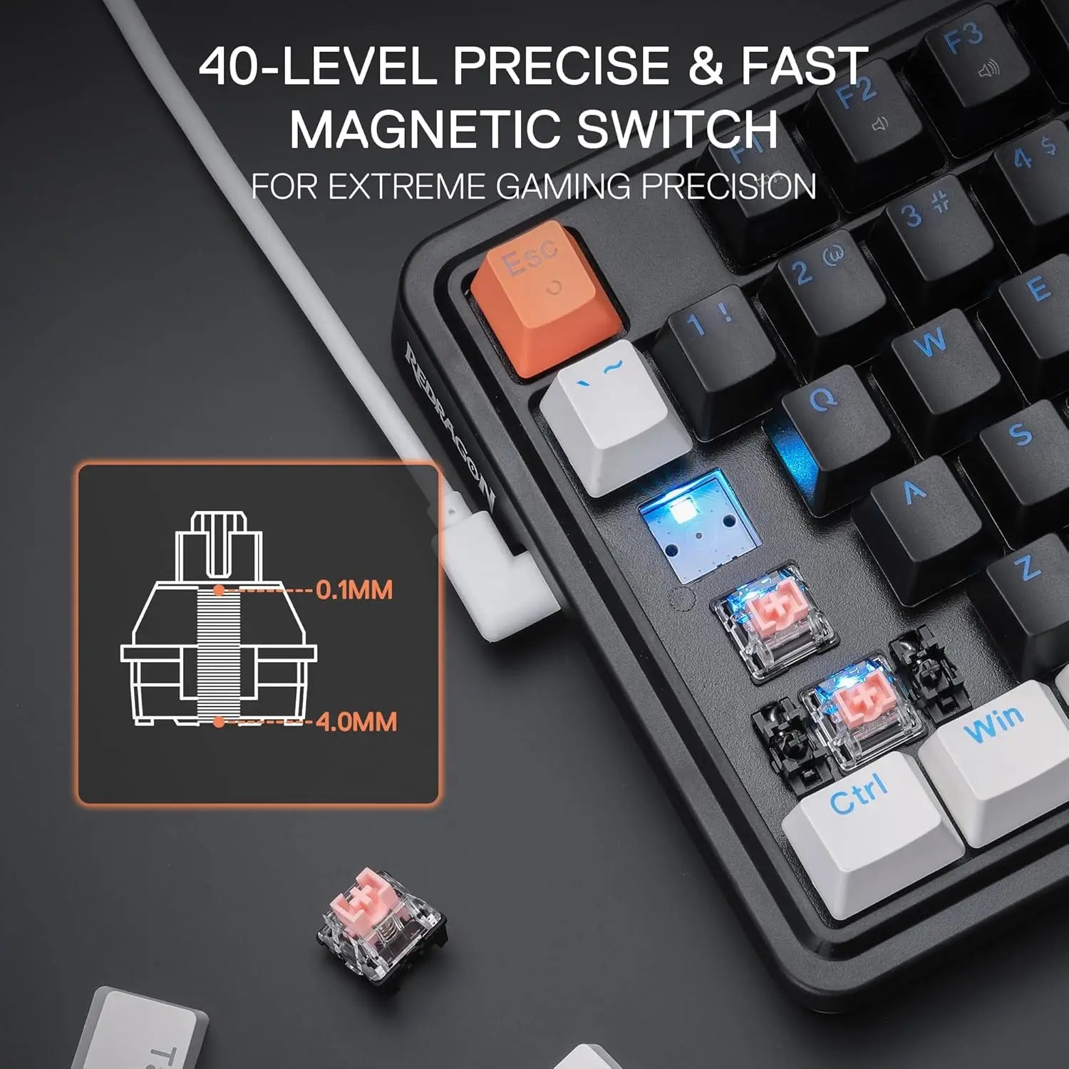 Redragon K714 Rapid Trigger HE Gaming 75% 81 Keys Wired Mechanical Keyboard，Hyper-Fast Actuation Magnetic Switch