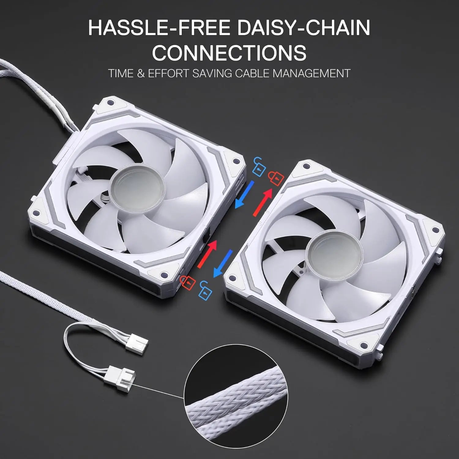 Redragon GCF012 Standard 120mm 4 Pin PWM PC Case Fan for Radiator/Computer Case Cooling, 120x120x25mm, 3 Pack, White