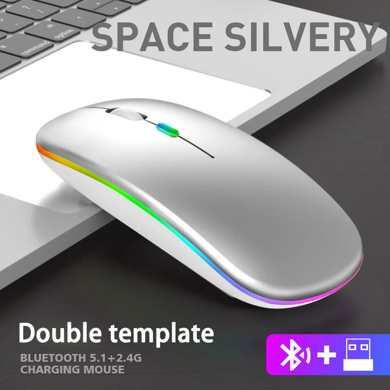 Wireless Mouse Rechargeable Silent LED Backlit Mice PC Laptop Computer Mous BT 2.4GHz Receiver Bluetooth Dual Mode Optical Mice