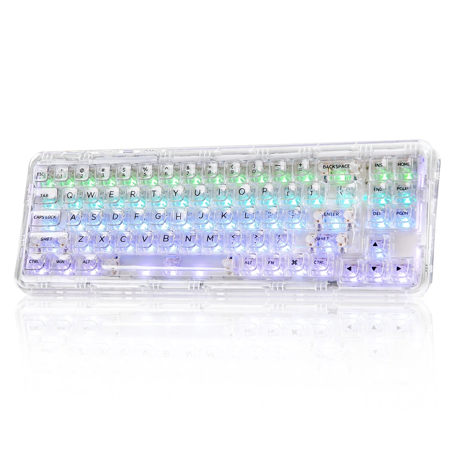YUNZII X71 68% Layout Wireless BT/2.4G/USB-C Gasket Hot-Swap Transparent RGB Mechanical Gaming Keyboard with Clear Keycaps